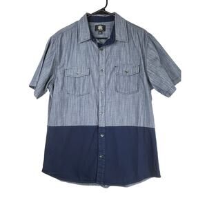 Rock & Republic Men's Blue Color Block Short Sleeve Shirt